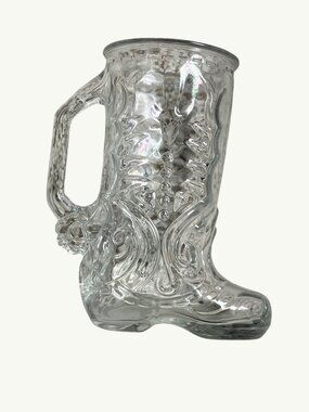 Libbey Glass Cowboy Boot Mug Clear Western Style Made In Canada